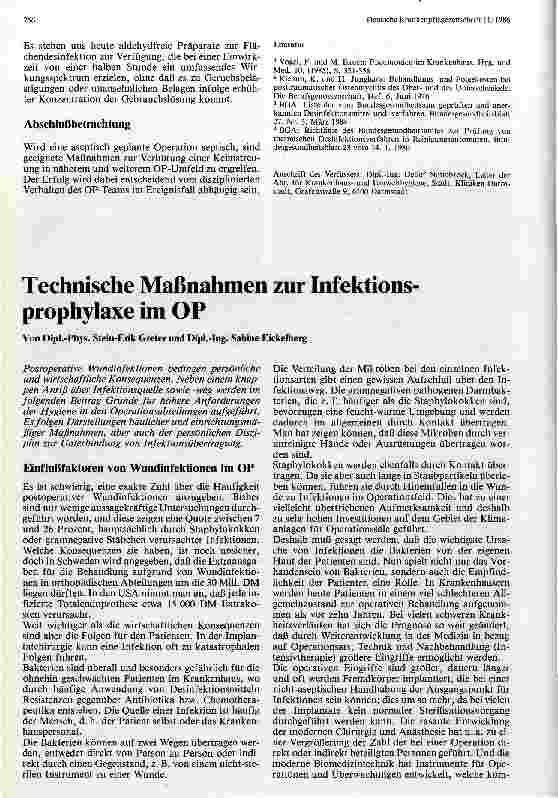 Vorschauseite 4: Maßnahmen zur Verhütung einer Keimstreuung im OP-Umfeld