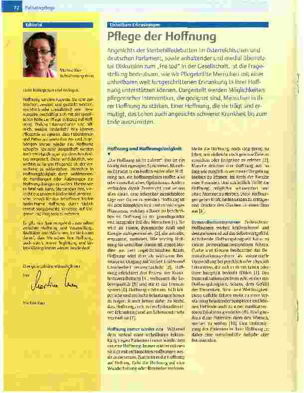 Vorschauseite 1: Pflege der Hoffnung