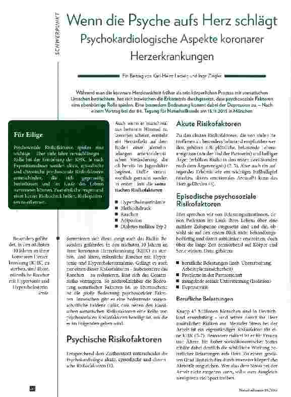 Vorschauseite 1: Wenn die Psyche aufs Herz schlägt