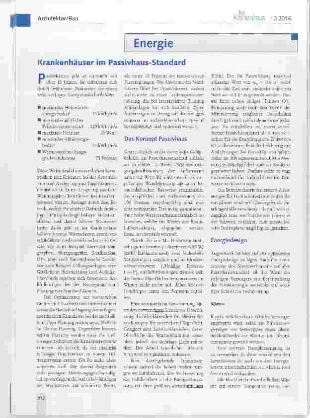 Vorschauseite 1: Krankenhäuser im Passivhaus-Standard