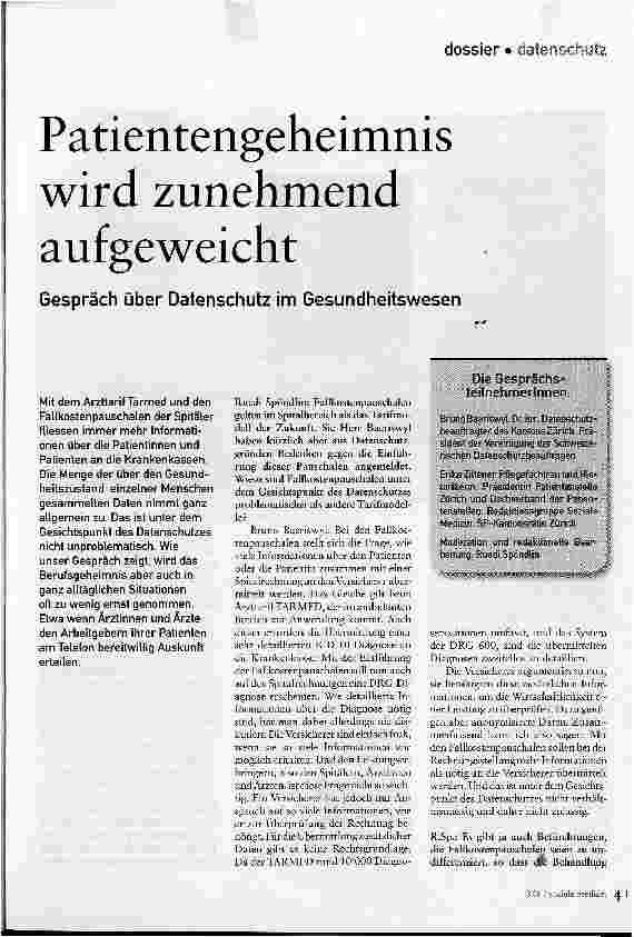 Vorschauseite 1: Patientengeheimnis wird zunehmend aufgeweicht