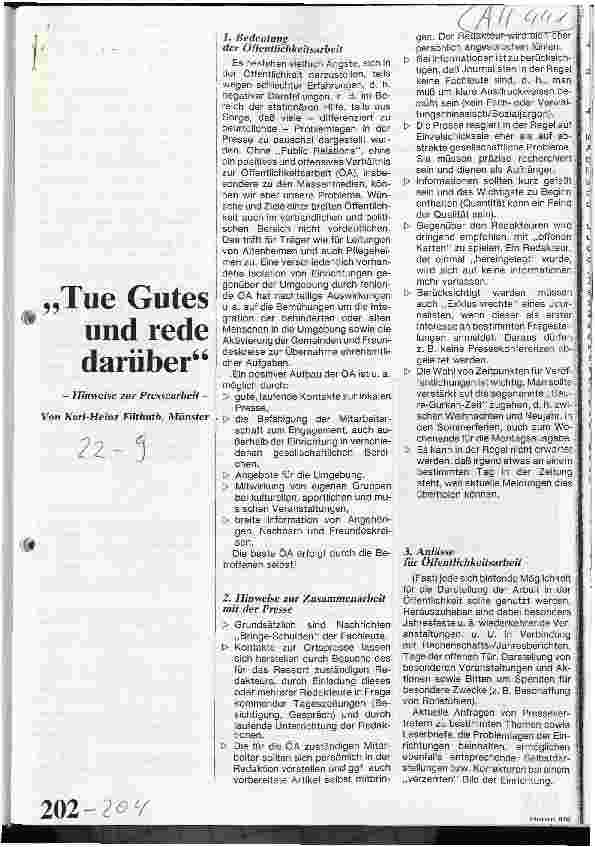 Vorschauseite 1: Tue Gutes und rede darüber Hinweise zur Pressearbeit