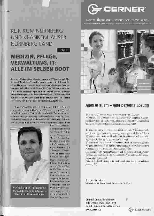 Vorschauseite 1: MEDIZIN, PFLEGE, VERWALTUNG, IT: ALLE IM SELBEN BOOT
