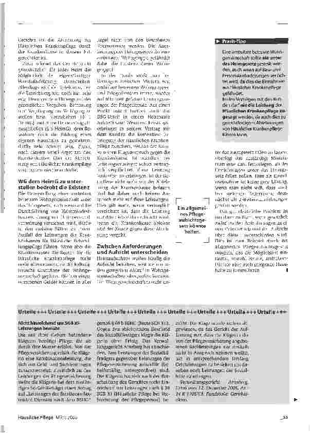 Vorschauseite 2: Ambulant betreute WGs und das Heimgesetz Einnahmen in Gefahr
