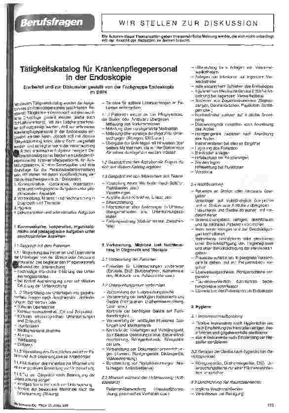 Vorschauseite 1: Tätigkeitskatalog für Krankenpflegepersonal in der Endoskopie