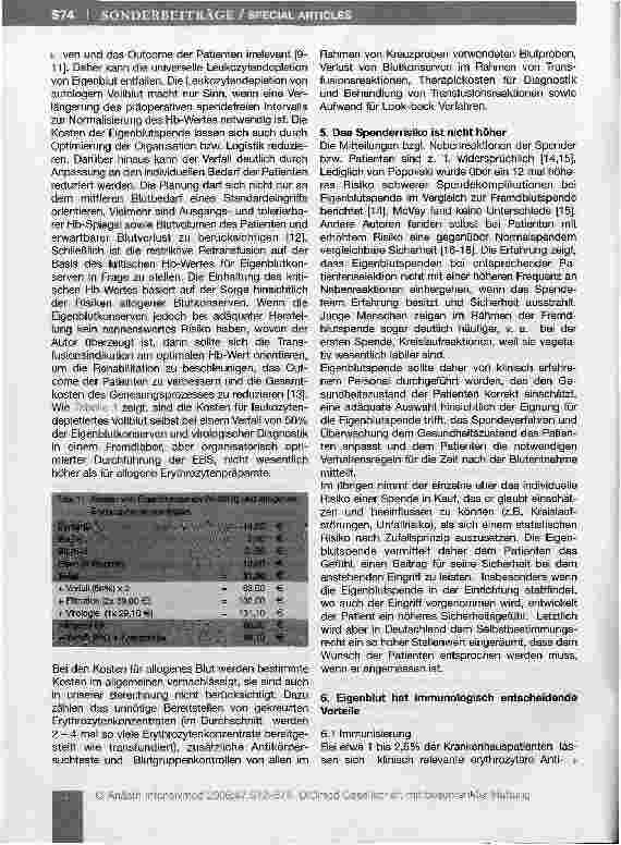 Vorschauseite 3: Präoperative Eigenblutspende - Ein Bekenntnis dafür