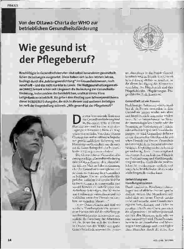 Vorschauseite 1: Wie gesund ist der Pflegeberuf?