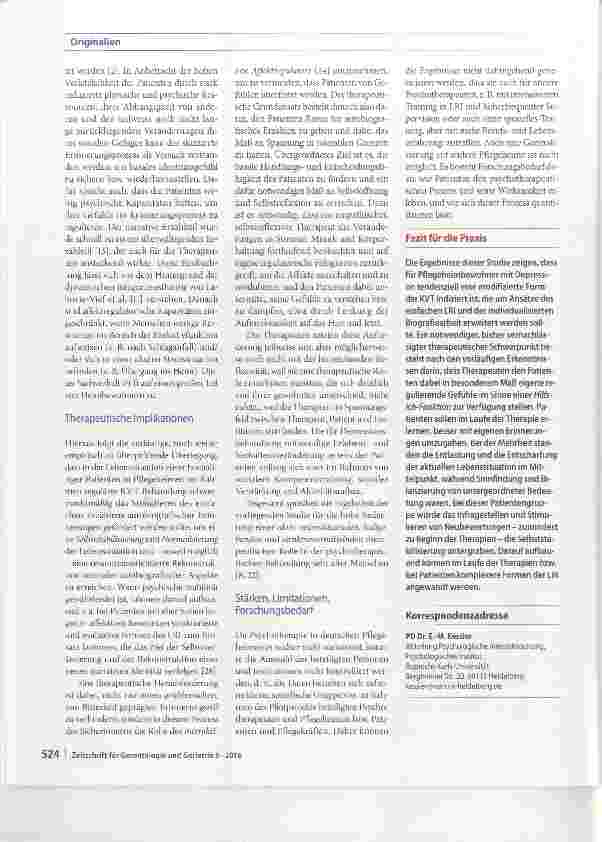 Vorschauseite 5: Lebensrückblick bei Pflegeheimbewohnern mit Depression
