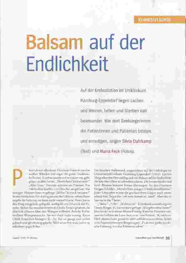 Vorschauseite 1: Balsam auf der Endlichkeit