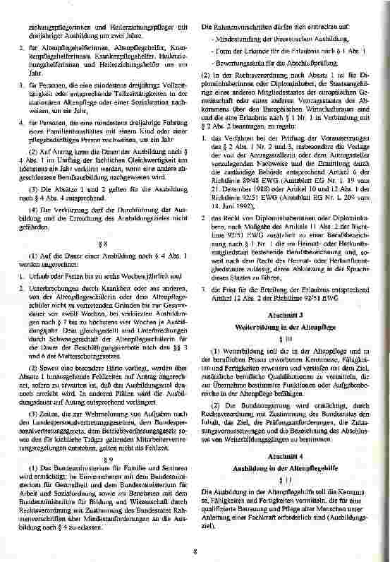 Vorschauseite 5: Gesetzentwurf des Bundesrates Entwurf eines Gesetzes über die Berufe in der Altenpflege (Altenpflegegesetz)