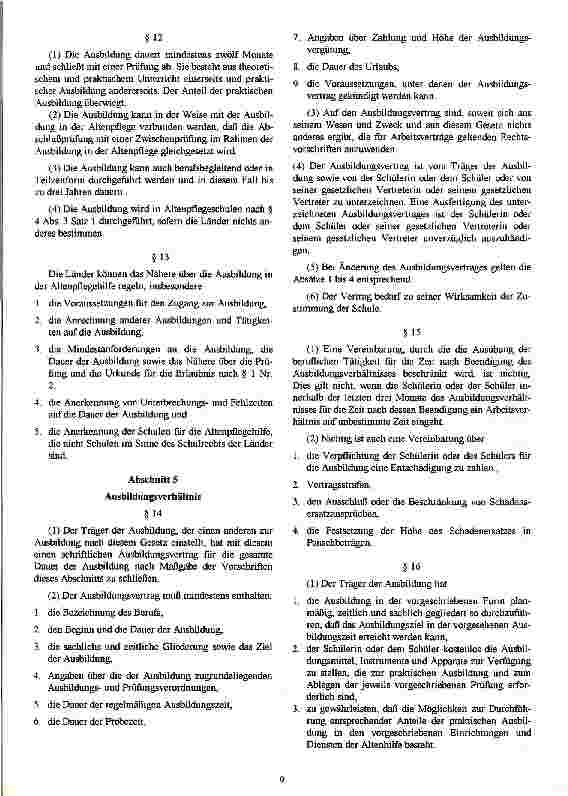 Vorschauseite 6: Gesetzentwurf des Bundesrates Entwurf eines Gesetzes über die Berufe in der Altenpflege (Altenpflegegesetz)