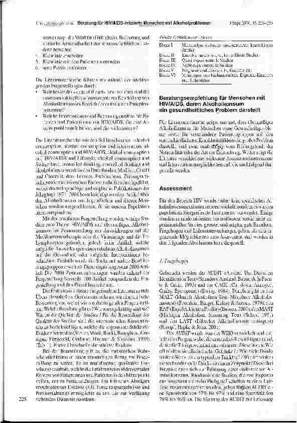 Vorschauseite 3: Beratungsempfehlung für HIV/AIDS-infizierte Menschen, deren Alkoholkonsum ein gesundheitliches Problem darstellt