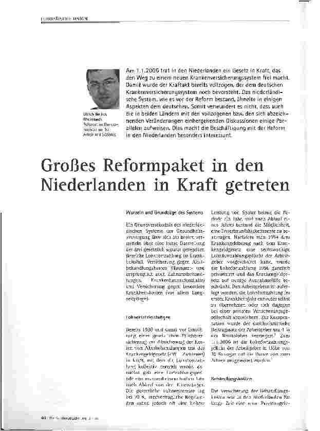 Vorschauseite 1: Großes Reformpaket in den Niederlanden in Kraft getreten