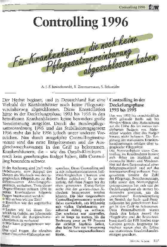 Vorschauseite 1: Controlling 1996
