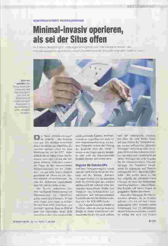 Vorschauseite 1: Minimal-invasiv operieren, als sei der Situs offen
