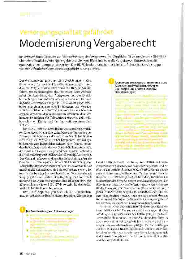Vorschauseite 1: Modernisierung Vergaberecht