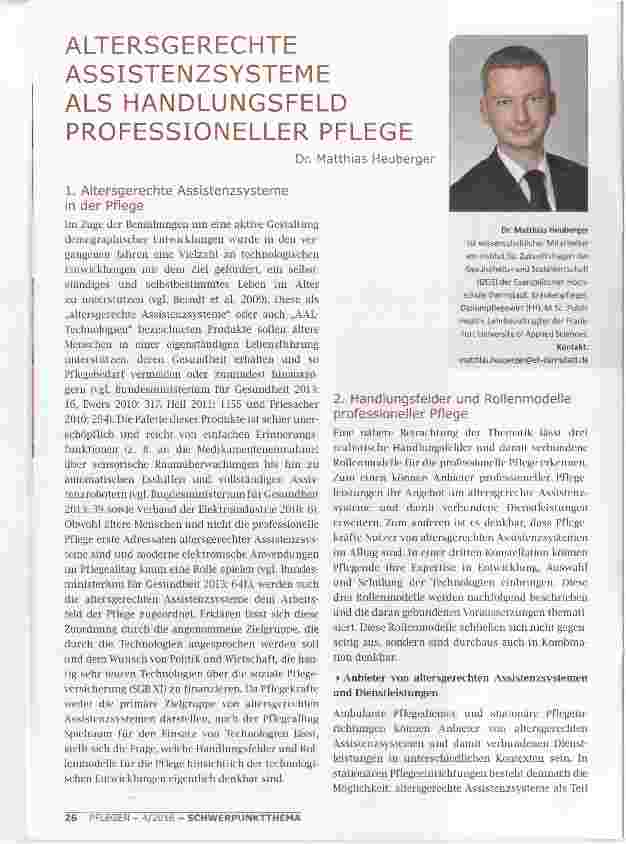 Vorschauseite 1: ALTERSGERECHTE ASSISTENZSYSTEME ALS HANDLUNGSFELD PROFESSIONELLER PFLEGE
