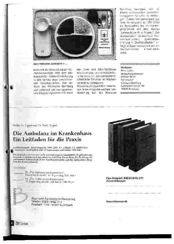 Vorschauseite 5: Cook and Chill-Technologie in der Zentralküche des Klinikums Bernburg - ein erster Erfahrungsbericht