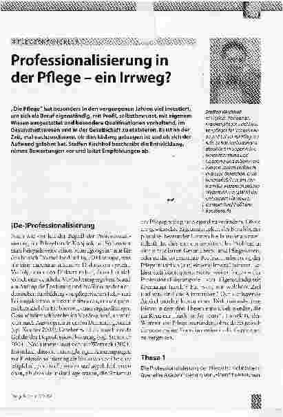 Vorschauseite 1: Professionalisierung in der Pflege - ein Irrweg?