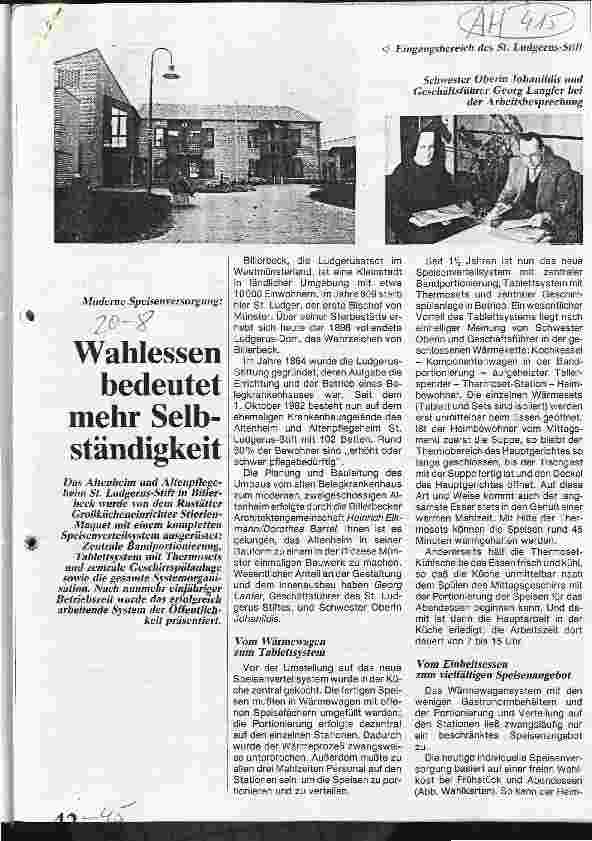 Vorschauseite 1: Wahlessen bedeutet mehr Selbständigkeit Moderne Speisenverordung