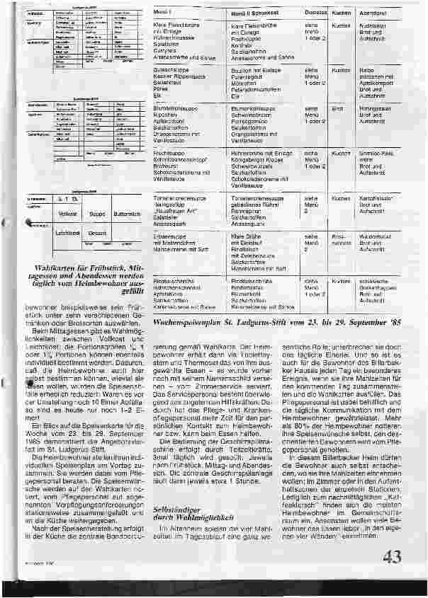 Vorschauseite 2: Wahlessen bedeutet mehr Selbständigkeit Moderne Speisenverordung