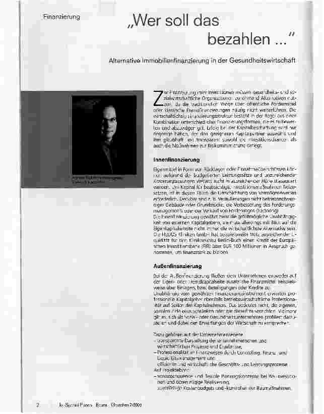 Vorschauseite 1: Wer soll das bezahlenAlternative Immobilienfinanzierung in der Gesundheitswirtschaft