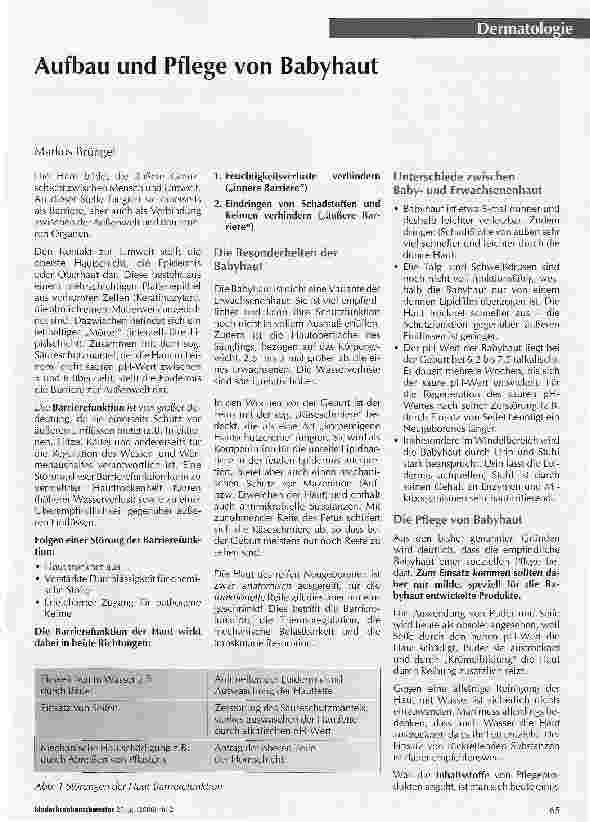 Vorschauseite 1: Aufbau und Pflege von Babyhaut