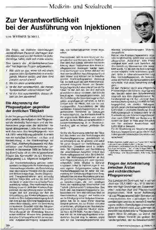 Vorschauseite 1: Zur Verantwortlichkeit bei der Ausführung von Injektionen
