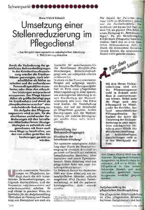 Vorschauseite 1: Umsetzung einer Stellenreduzierung im Pflegedienst 1. Teil: Führungstheorien