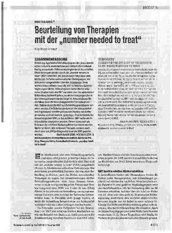 Vorschauseite 1: Beurteilung von Therapien mit der number needed to treat