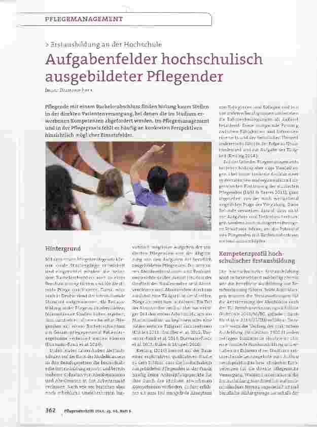 Vorschauseite 1: Erstausbildung an der Hochschule Aufgabenfelder hochschulisch ausgebildeter Pflegender
