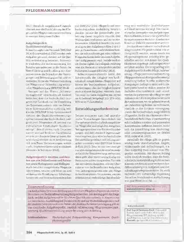 Vorschauseite 3: Erstausbildung an der Hochschule Aufgabenfelder hochschulisch ausgebildeter Pflegender