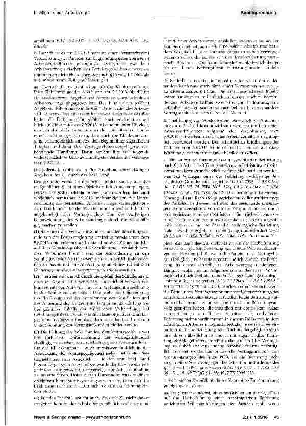Vorschauseite 3: Formunwirksam befristetes Arbeitsverhältnis -nachträgliche formgültige BefristungTzBfG §14 Abs. 4; BGB §§125, 126