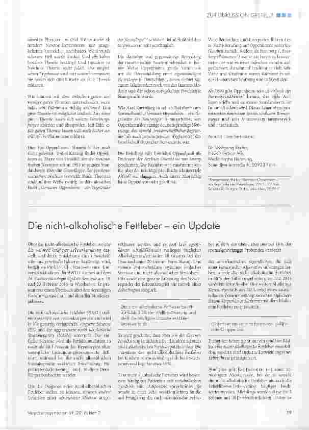 Vorschauseite 1: Die nicht-alkoholische Fettleber - ein Update