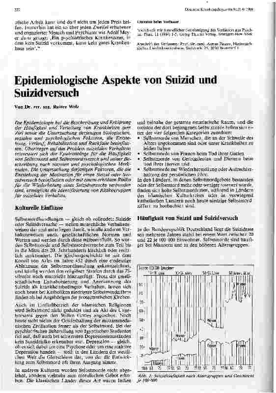 Vorschauseite 1: Epidemiologische Aspekte von Suizid und Suizidversuch