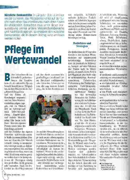 Vorschauseite 1: Pflege im Wertewandel Nützliche Denkanstöße