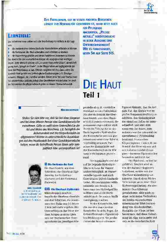 Vorschauseite 1: Die Haut, Teil 1 Fernfortbildung