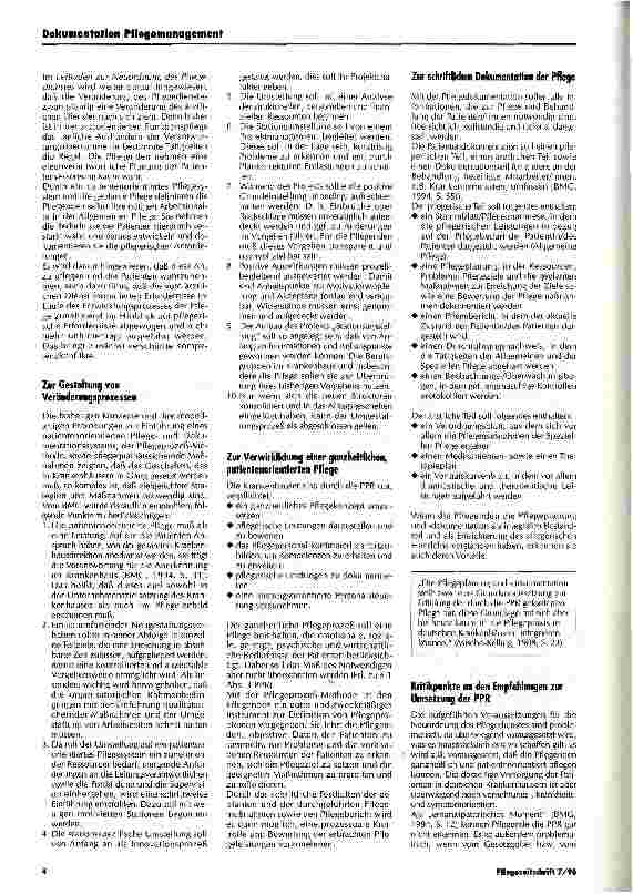 Vorschauseite 3: Die Pflegepersonalregelung (PPR) und die Organisation des Pflegedienstes