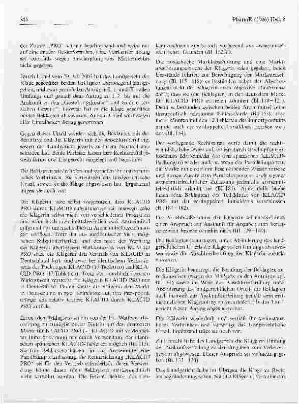 Vorschauseite 4: Zur Markenverletzung bei parallelimportierten Arzneimitteln