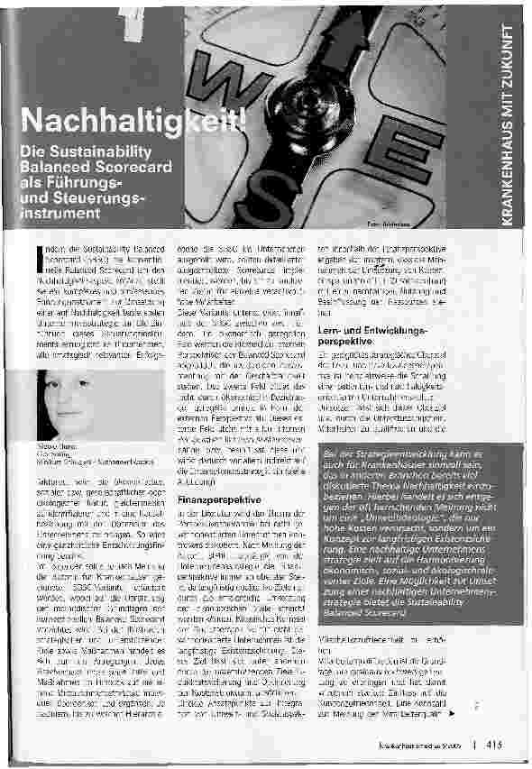 Vorschauseite 1: NachhaltigkeitDie Sustainability Balanced Scorecard als Führungs -und Steuerungsinstrument