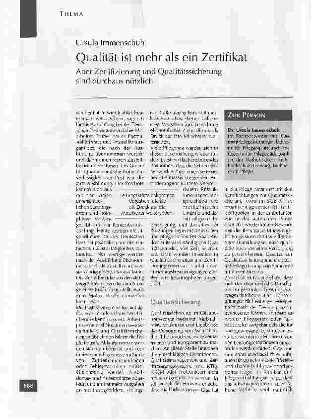 Vorschauseite 1: Qualität ist mehr als ein ZertifikatAber Zertifizierung und Qualitätssicherung sind durchaus nützlich