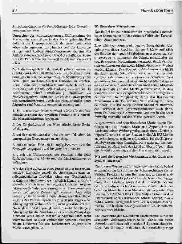 Vorschauseite 4: Parallelhandel mit Arzneimitteln in der EU - Ein Sachstandsbericht