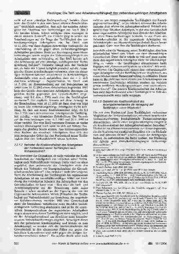 Vorschauseite 3: Die Tarifund Arbeitskampffähigkeit des Verbandsangehörigen Arbeitgebers
