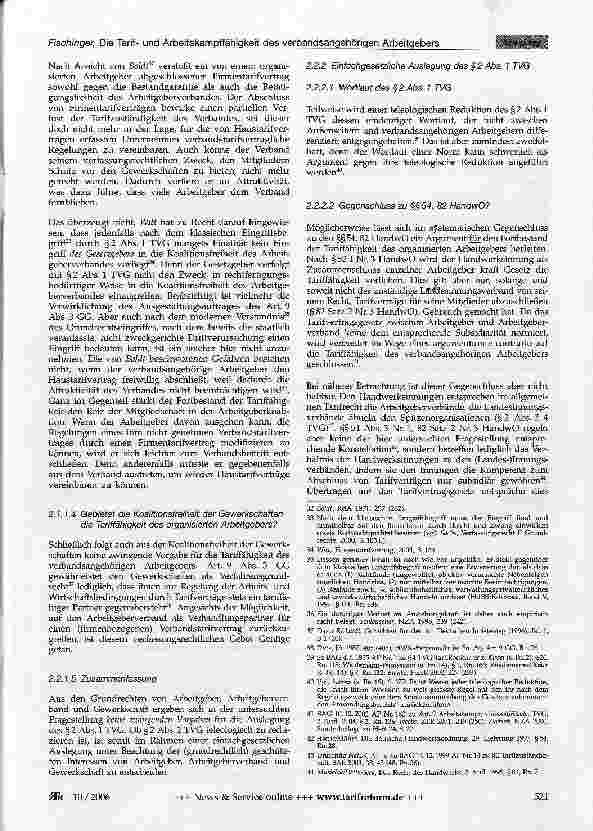 Vorschauseite 4: Die Tarifund Arbeitskampffähigkeit des Verbandsangehörigen Arbeitgebers