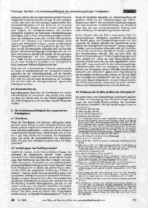 Vorschauseite 6: Die Tarifund Arbeitskampffähigkeit des Verbandsangehörigen Arbeitgebers
