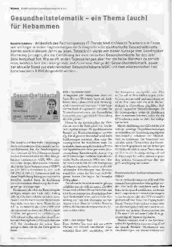Vorschauseite 1: Gesundheitstelematik - ein Thema (auch) für Hebammen