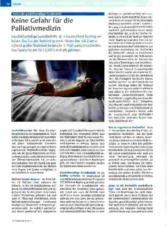 Vorschauseite 1: Keine Gefahr für die Palliativmedizin