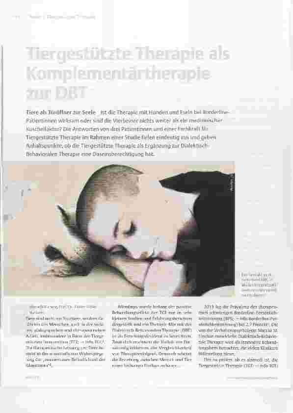 Vorschauseite 1: Tiergeschützte Therapie als Komplementärtherapie zur DBT