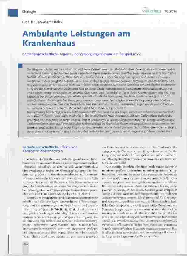 Vorschauseite 1: Ambulante Leistungen am Krankenhaus