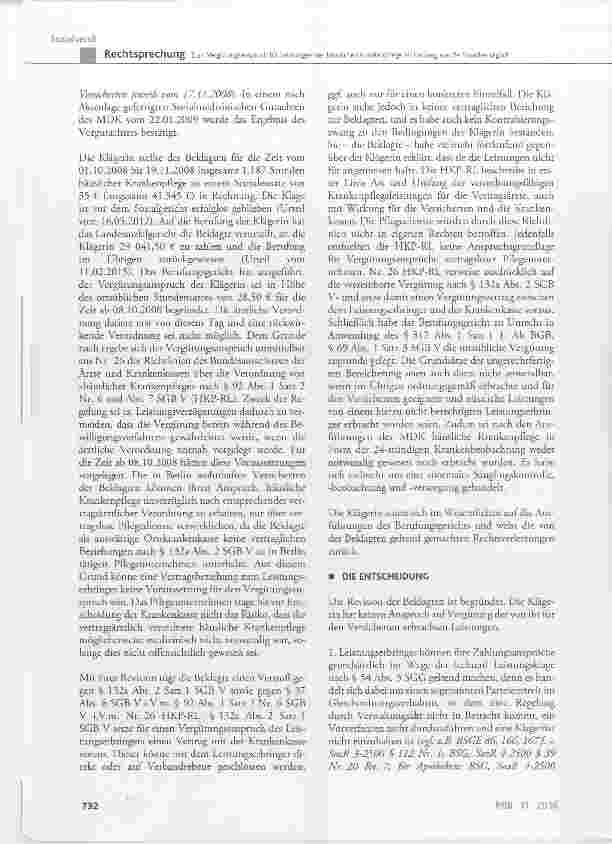 Vorschauseite 3: Zum Vergütungsanspruch für Leistungen der häuslichen Krankenpflege im Umfang von 24 Stunden täglich